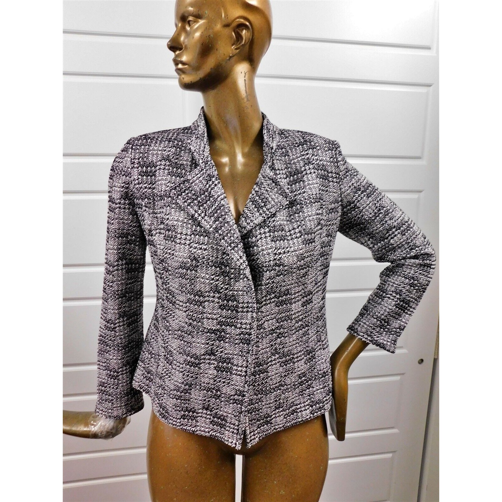 St John Black White Tweed Jacket Blazer Sz 6